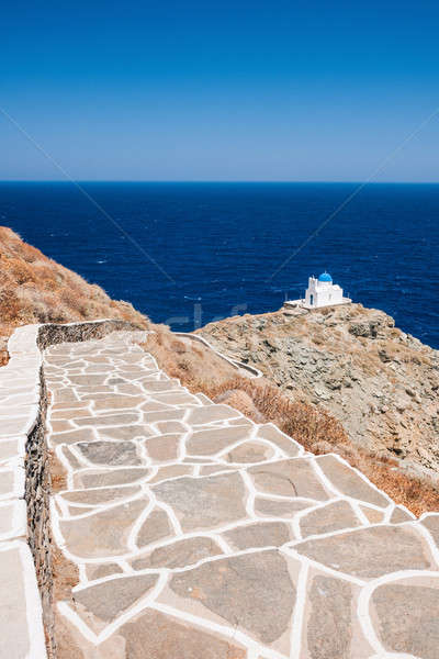 Stairway to the chapel of 7 Martyrs, Sifnos, Greece Stock photo © akarelias