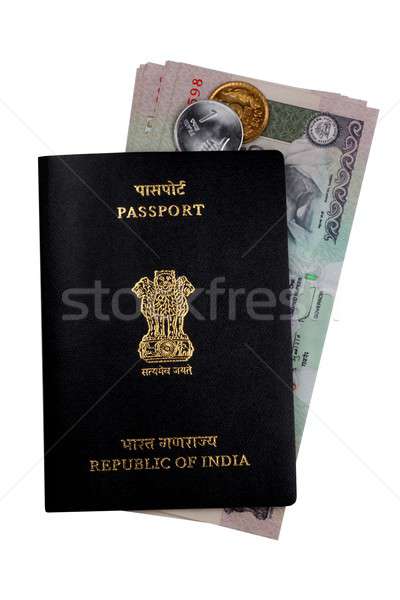 Indian Currency Rupee Notes, Coins and Passport Stock photo © Akhilesh