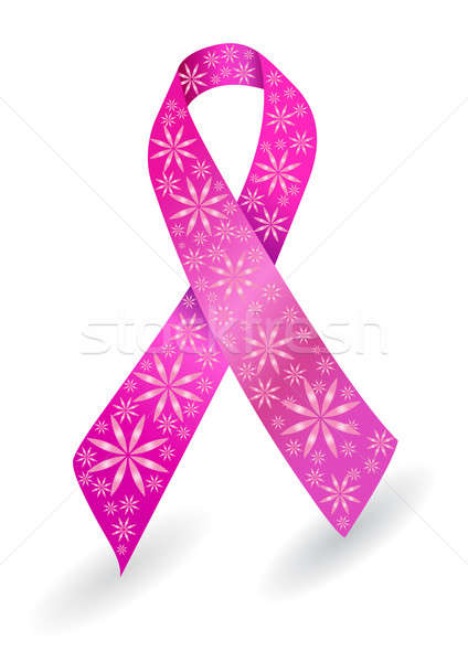 Breast cancer ribbon in pink with glitter flowers Stock photo © Akhilesh