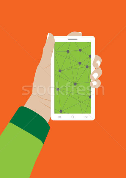 Modern érintőképernyő mobiltelefon kéz üzlet térkép Stock fotó © Akhilesh