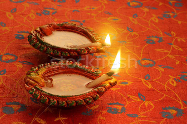 Two Beautiful Lit Diya - Diwali Celebrations Stock photo © Akhilesh