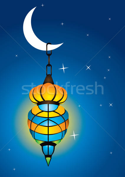 Intricate arabic lamp with moon crescent Stock photo © Akhilesh