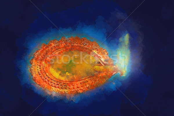 Hindu Festival Diwali Light Diya Digital Painting Stock photo © Akhilesh