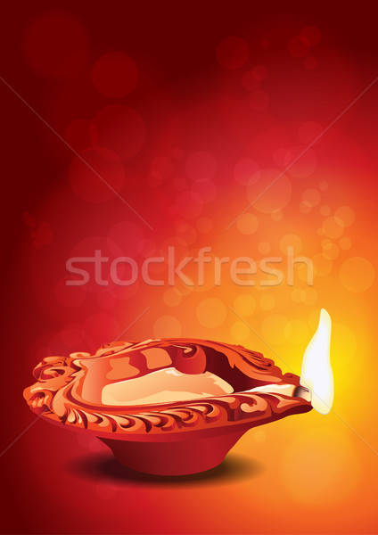 Indian Festival Diwali - Diya Clay Lamp Vector Illustration Stock photo © Akhilesh