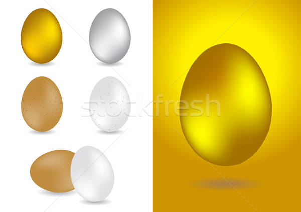 Ingesteld ei vector illustraties voedsel metaal Stockfoto © Akhilesh