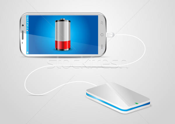 Charging a mobile phone with a powerbank - vector illustration Stock photo © Akhilesh