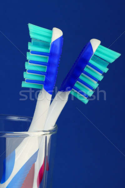 Two tooth brush in blue background Stock photo © Akhilesh