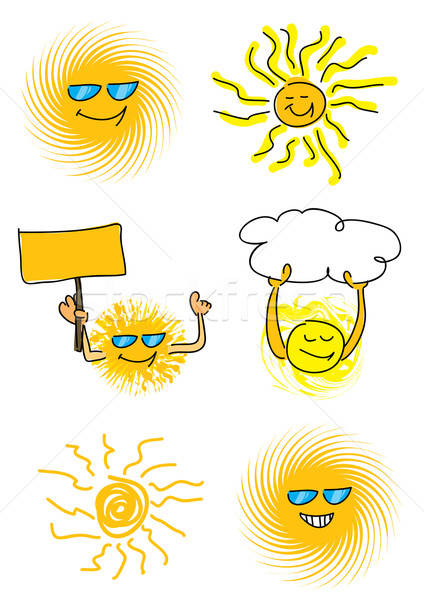 Ingesteld zon vector illustraties gelukkig achtergrond Stockfoto © Akhilesh