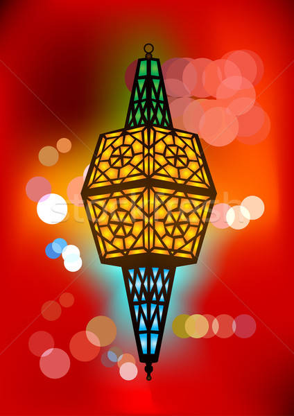 Intricate arabic lamp with beautiful lights Stock photo © Akhilesh
