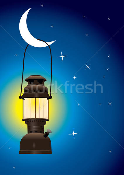 Detalhado antigo lanterna enforcamento lua luz Foto stock © Akhilesh