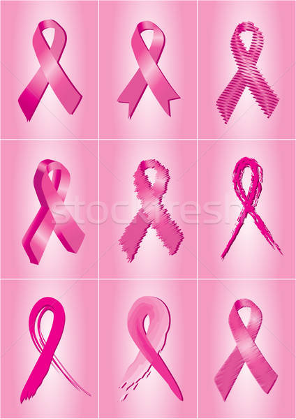 Set rosa Brustkrebs Bewusstsein Bänder Frauen Stock foto © Akhilesh