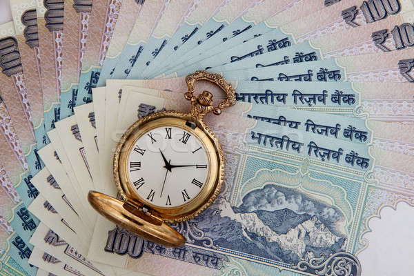 Indian Currency Rupees with Antique Watch Stock photo © Akhilesh