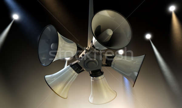 Horn Speakers Hanging Spotlights Stock photo © albund
