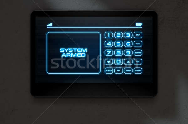 Modern interaktif ev güvenlik 3d render dokunmatik ekran Stok fotoğraf © albund