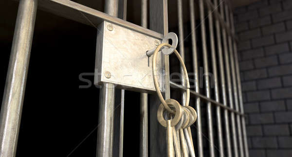 Celda de la cárcel puerta abierta claves primer plano bloqueo Foto stock © albund