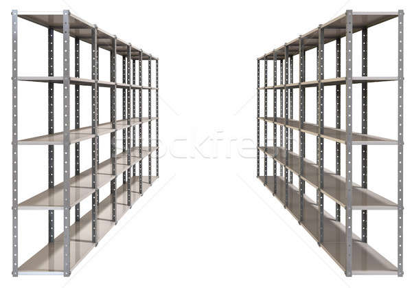 Warehouse Shelves Pair Perspective Stock photo © albund