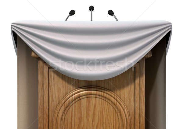 Konferencja prasowa podium mowy trzy mały Zdjęcia stock © albund