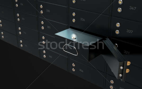 Schwarz sicher Depot Feld Wand 3d render Stock foto © albund