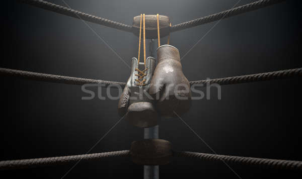 Vintage Boxing  Corner And Hung Up Gloves Stock photo © albund