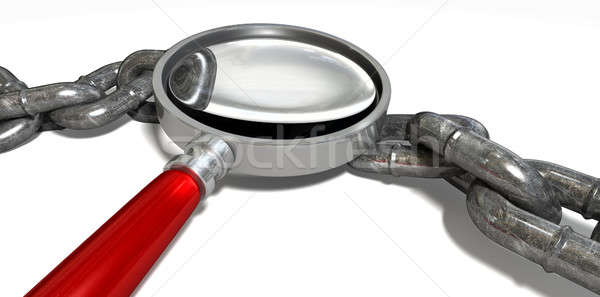 Chain Missing Link Magnifying Glass Stock photo © albund