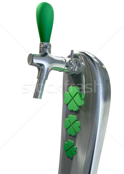 Irlandais bière robinet vert chrome trèfle [[stock_photo]] © albund