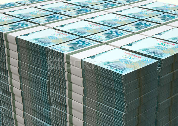 A pile of wads of brazilian real banknotes on an isolated background Stock photo © albund