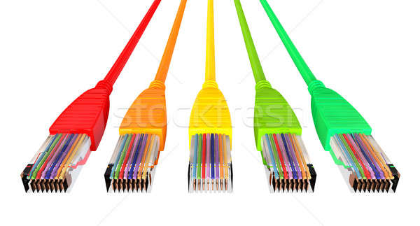 Ethernet Cables Unplugged Colors Pointing Forward Top Stock photo © albund