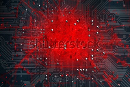 Makro płytce drukowanej zakażenie 3d widoku czerwony Zdjęcia stock © albund