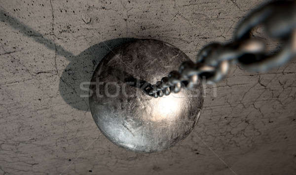Bal muur regelmatig metaal bevestigd keten Stockfoto © albund