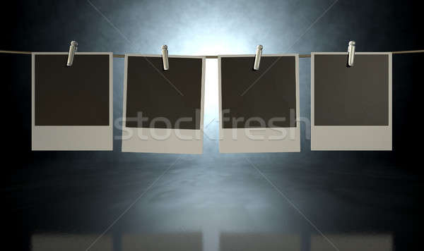 Hängen polaroid Galerie vier string verschwommen Stock foto © albund