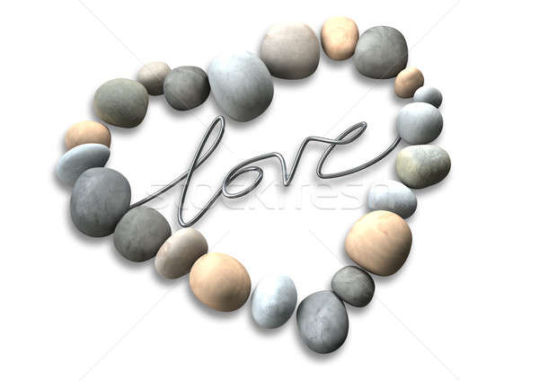 Foto stock: Corazón · amor · piedras · guijarros · forma · de · corazón · palabra