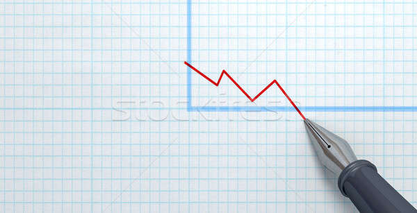 Stock photo: Fountain Pen Drawing Declining Graph