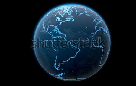 Planet With Illuminated Continents Stock photo © albund