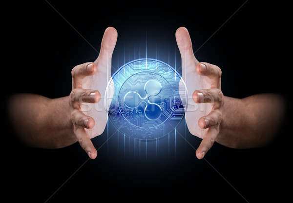 Stockfoto: Hand · paar · mannelijke · handen · hologram · geïsoleerd