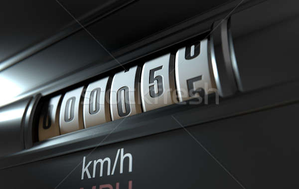 Auto kilometerteller nieuwe 3d render analoog tonen Stockfoto © albund