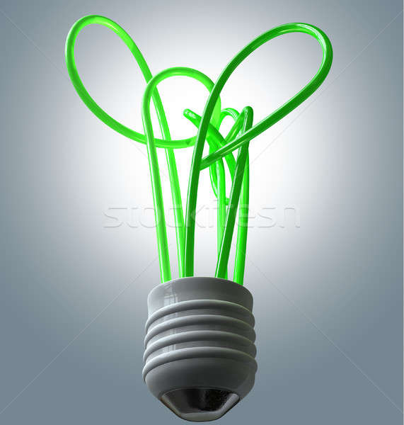 Gloeilamp groene energie collectie groene boom Stockfoto © albund