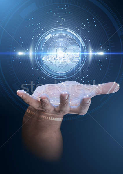 Hand With Cryptocurrency Hologram Stock photo © albund
