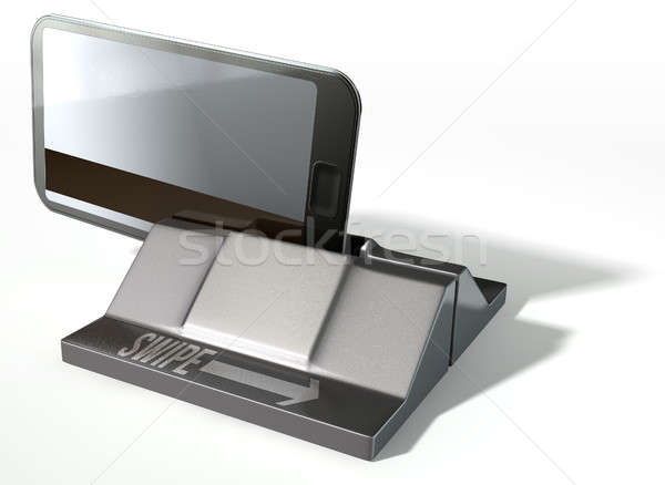 Handy Kreditkarte Bezahlung Schlitz Grafik Smartphone Stock foto © albund