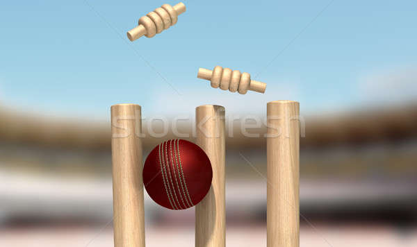 Cricket Ball Hitting Wickets Stock photo © albund