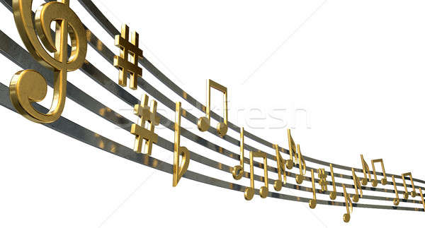 Gold Music Notes On Wavy Lines Stock photo © albund