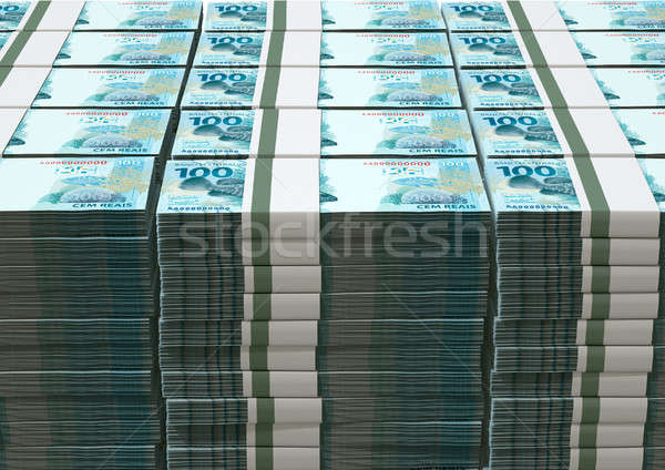 A pile of wads of brazilian real banknotes on an isolated background Stock photo © albund