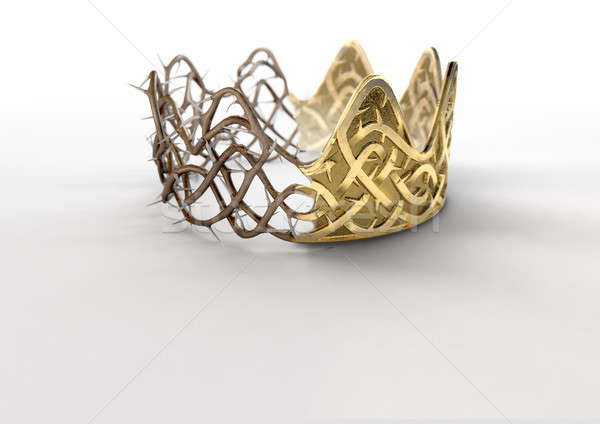 Krone religiösen golden Dorn isoliert schwarz Stock foto © albund