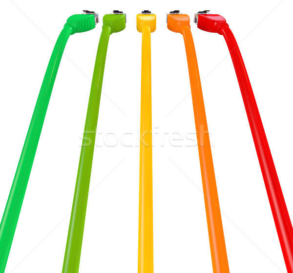 Ethernet Cables Unplugged Colors Pointing Away Stock photo © albund