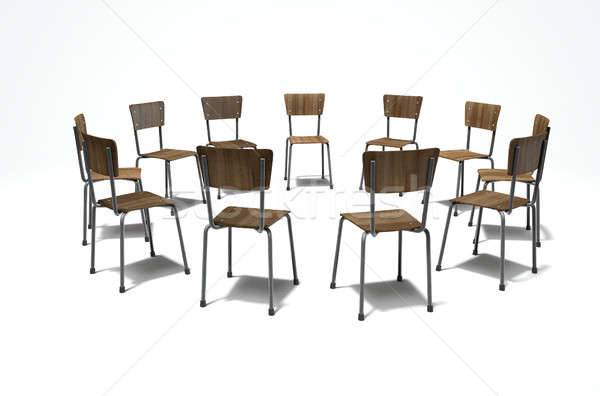 Groep therapie stoelen 3d render formatie Stockfoto © albund