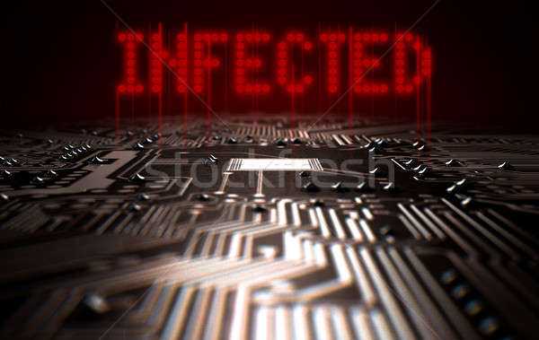 回路基板 感染する 文字 3dのレンダリング マクロ 表示 ストックフォト © albund