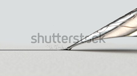 Penna stilografica disegno line primo piano view Foto d'archivio © albund
