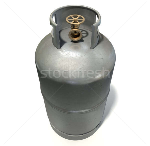 Foto stock: Gas · cilindro · limpio · metal · bronce · válvula