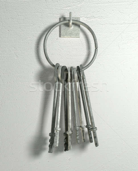Keys On A Hoop Hanging On A Wall Stock photo © albund
