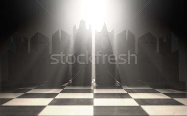 Modernen Schach Set 3d render starten Stock foto © albund