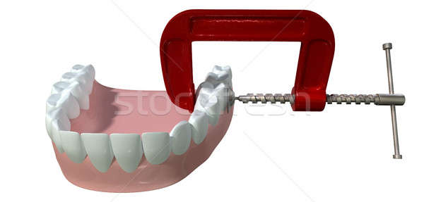 Dolor de muelas diente rojo metal aislado Foto stock © albund